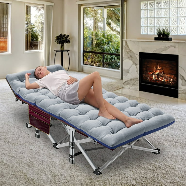 ABORON Portable Folding Camping Cot with Padded Comfort 2 Sided Mattress Carry Bag 880LBS Max Load for Travel Walmart