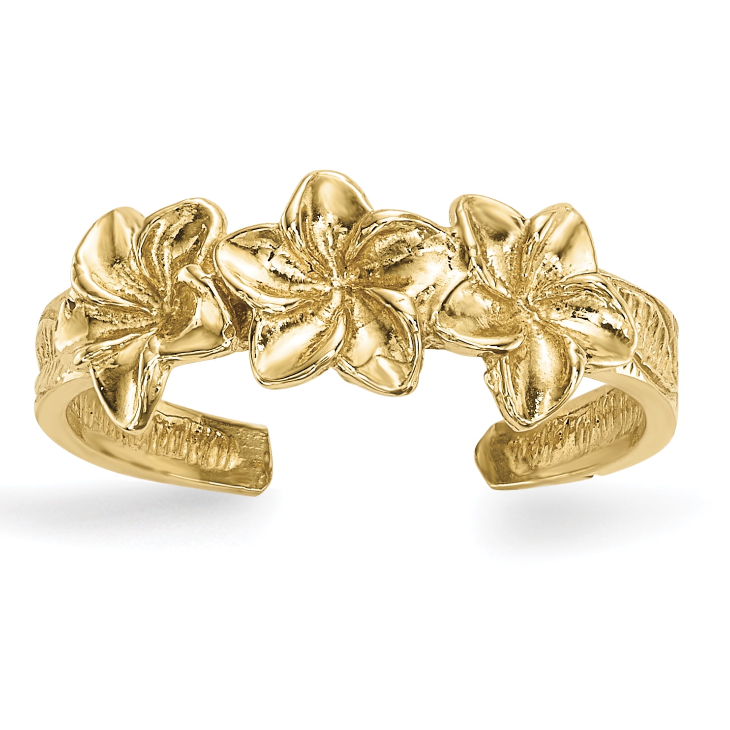 14k Yellow Gold Flowers Toe Ring 