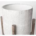 thumbnail image 4 of Mercana Groot Metal Wood Base Plant Stands in Eggshell White (Set of 2), 4 of 7