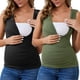 thumbnail image 1 of Camiseta básica sin mangas de maternidad con fruncido cruzado para mujeres, paquete de 2, tops de lactancia en negro y verde, talla X-Large, 1 of 6