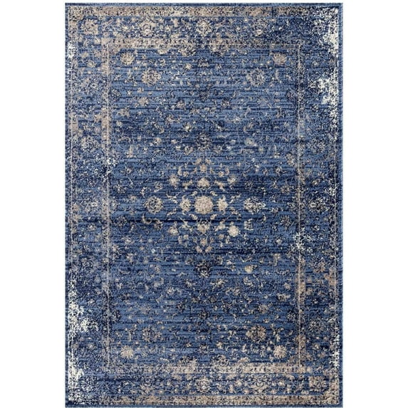 Ladole Rugs Anatolia Collection Traditional Indoor Area Rug - Soft Amazing 2x4 Doormat for Living Room, Dining, Bedroom, and Office - Blue and Beige, 2x3, 2' x 3'3"(60cm x 100cm)