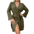 thumbnail image 2 of Robe for Women Ribbed Knit Bathrobe Stretchy Lounge Robe with Pockets Cozy Sleepwear Loungewear Lightweight Kimono Robe for Women, 2 of 5