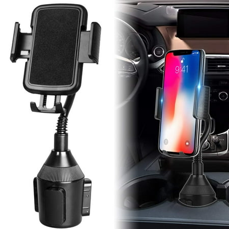 Adjustable Automobile Car Cup Holder Phone Mount with Longer Neck & 360° Rotatable Cradle for iPhone XS XR XS Max X 8 8 Plus 7 7+ 6s, Samsung Galaxy S10/S10E/S9/S8/Note 9/8, LG