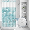 thumbnail image 2 of No Hook Shower Curtain, Turquoise Coastal Shower Curtains for Bathroom with See Through Top Window, Nautical Starfish Coral Jellyfish Shell Sea Waterproof & Washable Bath Curtain Narrow 54"x78", 2 of 9