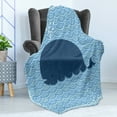 thumbnail image 4 of Whale Soft Flannel Fleece Throw Blanket, Little Whale Water on Top with Artwork Deco Wavy Like Patterned Background Abstract Work, Cozy Plush for Indoor and Outdoor Use, 50" x 60", Blue, by Ambesonne, 4 of 5