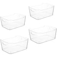 thumbnail image 1 of Organizador de plástico transparente de 4 piezas, bandeja organizadora versátil para cajones de cocina, para escritorio, maquillaje, baño, despensa de cocina, 1 of 4