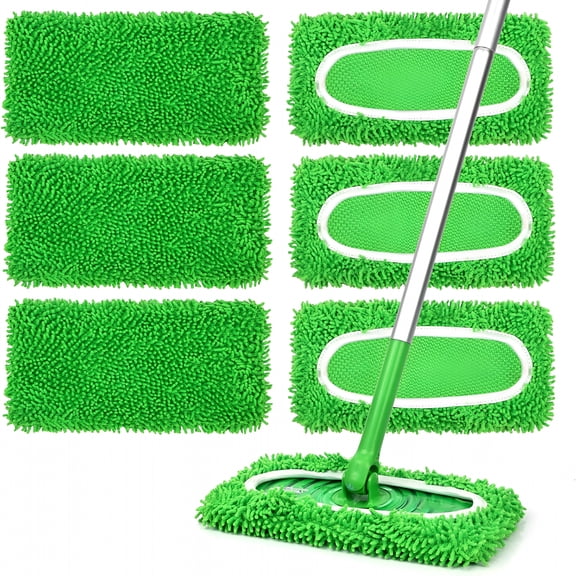 ACDANC 6Pcs Reusable Microfiber Mop Pads Compatible with Sweeper Mop, Replacement Wet Mopping Pad Refills & Washable Dry Sweeping Cloths for Surface/Hardwood Floor Cleaning