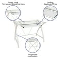 thumbnail image 4 of Flash Furniture Jude Clear Tempered Glass Computer Desk with White Pull-Out Keyboard Tray and White Crisscross Frame, 4 of 11