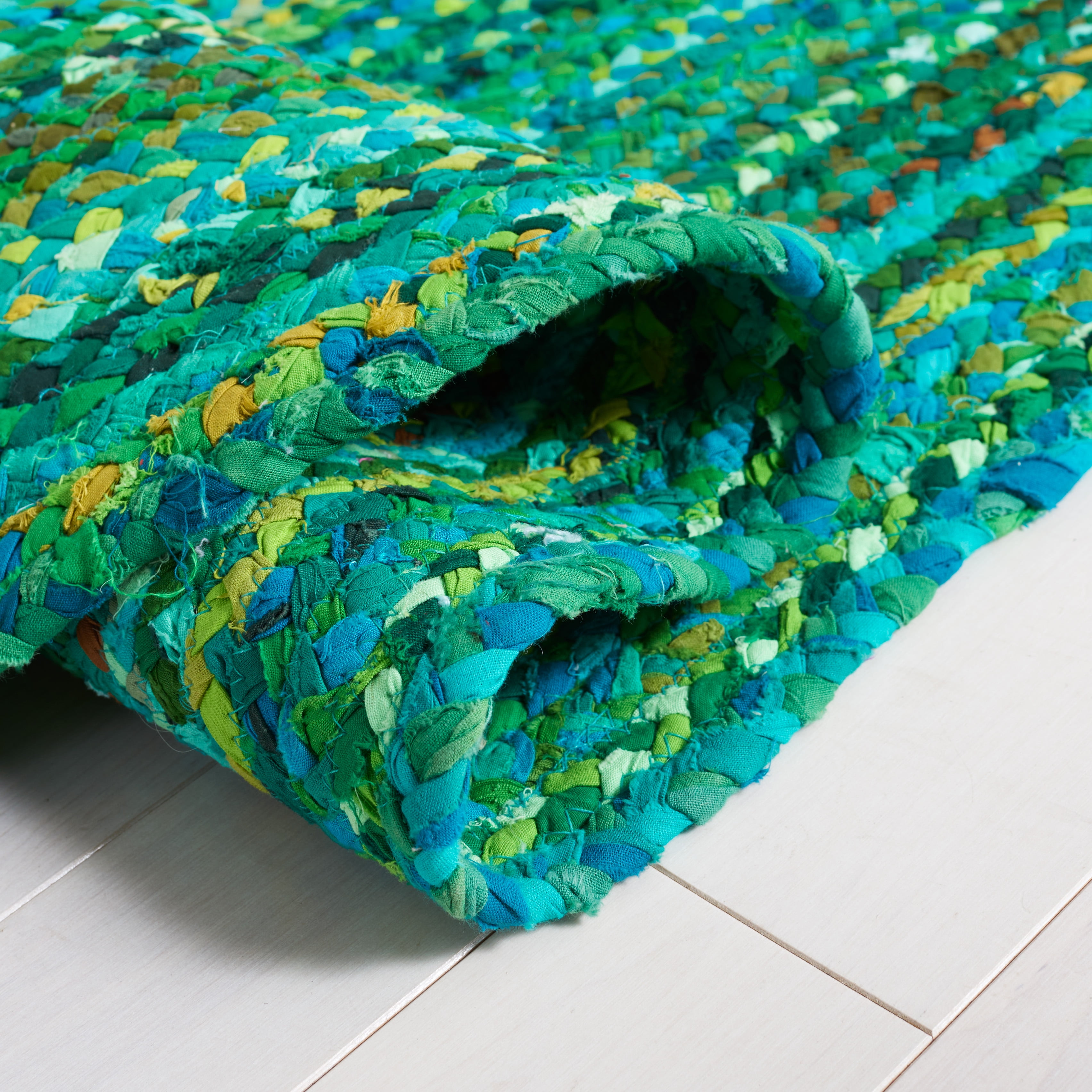 SAFAVIEH Braided Calvin Transitional Cotton Reversible Area Rug, Green, 7' x 7' Round