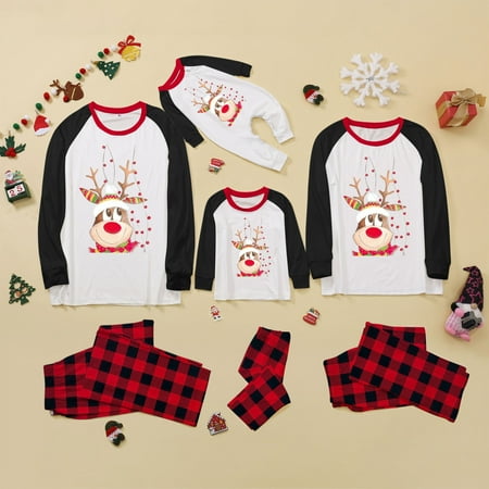 

ERTUTUYI Christmas Family Matching Clothing Festive Plaid Matching Clothes For Family Dad Styles Black M