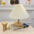 thumbnail image 4 of Retro Pleated Remote Control Night Light, Umbrella-shaped Bedside Lamp (beige Shade, Right Button 220v [tricolor Dimming]), 4 of 7