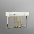 thumbnail image 5 of Hilo Console Table - 2 Drawers, Hight Gloss Lacquer Finish, Polished Stainless Steel Base, White/Gold, 5 of 10