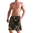 thumbnail image 2 of Dailycode Men's Quick Dry Swim Trunks Beach Shorts Casual Summer Board Shorts with Pockets, Luxury Black Gold Marble, 2 of 8