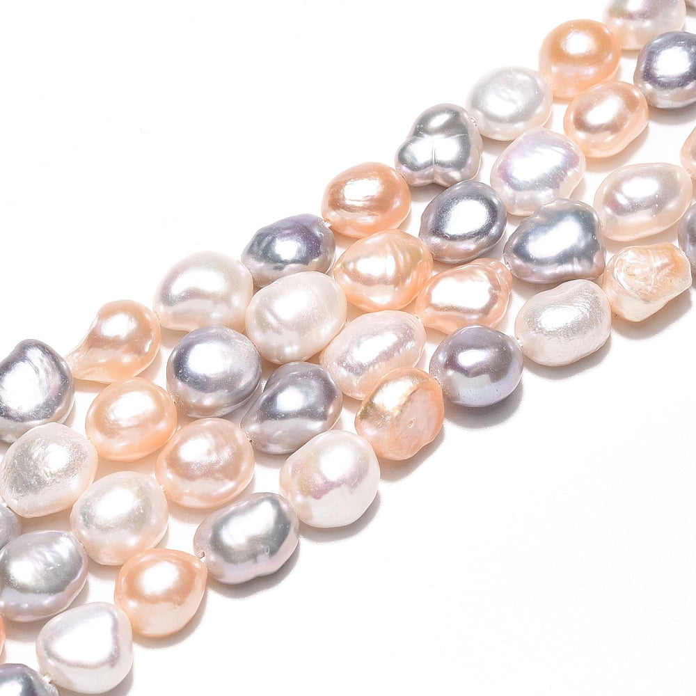 Natural Cultured Freshwater Pearl Beads Strands Two Sides Polished Mixed Color 8.5~13x7.5~10x5~8.5mm Hole: 0.6mm about 17~18pcs/strand
