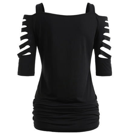 

Pianpianzi Soft Women Tops Dry Fit Shirt Scrub Long Sleeve Undershirt Womens Fashion Shoulder Cut Lacerated Sleeve T-shirt Hollow Out Casual Tops