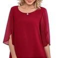 thumbnail image 3 of Blusa de gasa para mujer, blusa informal de cuello redondo para mujer, blusa de gasa de media manga para mujer, blusa de gasa de media manga para mujer, calidad inigualable, 3 of 5
