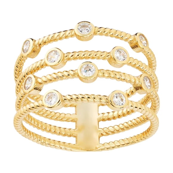 Ravishing and Romantic The Darling Design of TheJewelryHut Vintage Inspired White Crystalline Yellow Silver Right Hand Ring