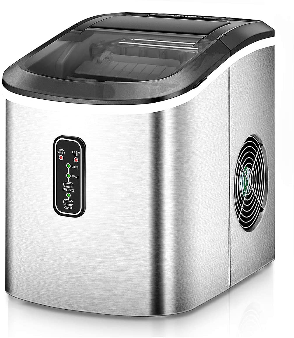 Kealive Ice Maker Machine Countertop 48 lbs Square Ice Cubes in 24 Hours Portable Ice Maker for Tabletop Bar Top Clear Ice Ready in 15 Minutes with 3 lbs Storage and Scoop Stainless Steel