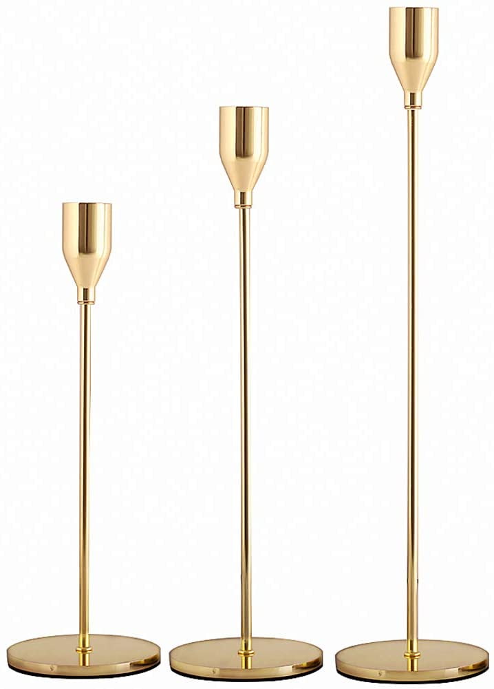Gold Candle Holders Set of 3 for Taper Candles, Decorative Candlestick  Holder for Wedding, Dinning, Party, Fits 3/4 Inch Thick Candle&Led Candles (Metal  Candle Stand) - Walmart.com