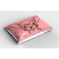 thumbnail image 2 of Ambesonne Dog Pillow Sham 2 Pack, Girl Chihuahua Sketch Words, 26"x20", Pale Pink Army Green, 2 of 3