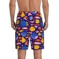thumbnail image 4 of Lsque Cute Flat Hand Drawn Fishes Mens Sleep Pajama Shorts,Short Pajama Pants, Cotton Ultra-Soft Knit-X-Large, 4 of 9