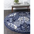 thumbnail image 2 of Unique Loom La Jolla Patchwork Vintage Rug 3' 3 x 3' 3 Round Blue/Ivory, 2 of 2
