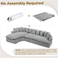 thumbnail image 4 of Large 127" L-Shaped Sectional Sofa with Curved Back, Gray Corduroy Upholstery, High-Density Foam, Zero Assembly Needed, 4 of 10