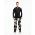 thumbnail image 3 of 2 Piece Mens Microfleece Pajama Sets – Ultra Soft PJ Pants with Henley Shirt, 3 of 6