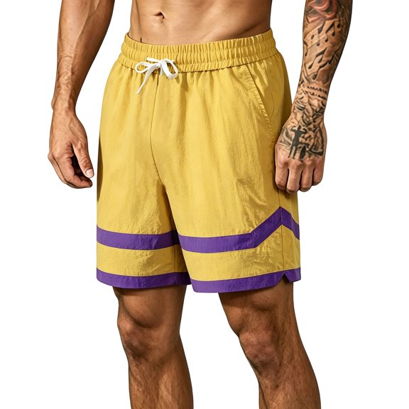 Athletic Shorts for Men and WoMen’s Running Athletic Shorts, Color Black Elastic Waist Drawstring Shorts, Loose Casual Outdoor Hiking Short Pants Yellow L