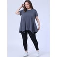 thumbnail image 3 of DARING DIVA Women's Plus Crew Neck Flowy Swing Loose Tunic Tops 1X Royal Blue, 3 of 6
