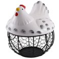 thumbnail image 1 of Iron Egg Storage Basket Snack Fruit Basket Creative Collection Ceramic Hen Ornaments Decoration Kitchen Accessories A, 1 of 4