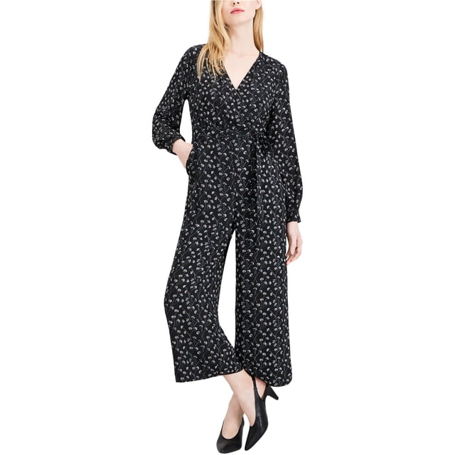 maison Jules Womens Floral Jumpsuit, Black, 8
