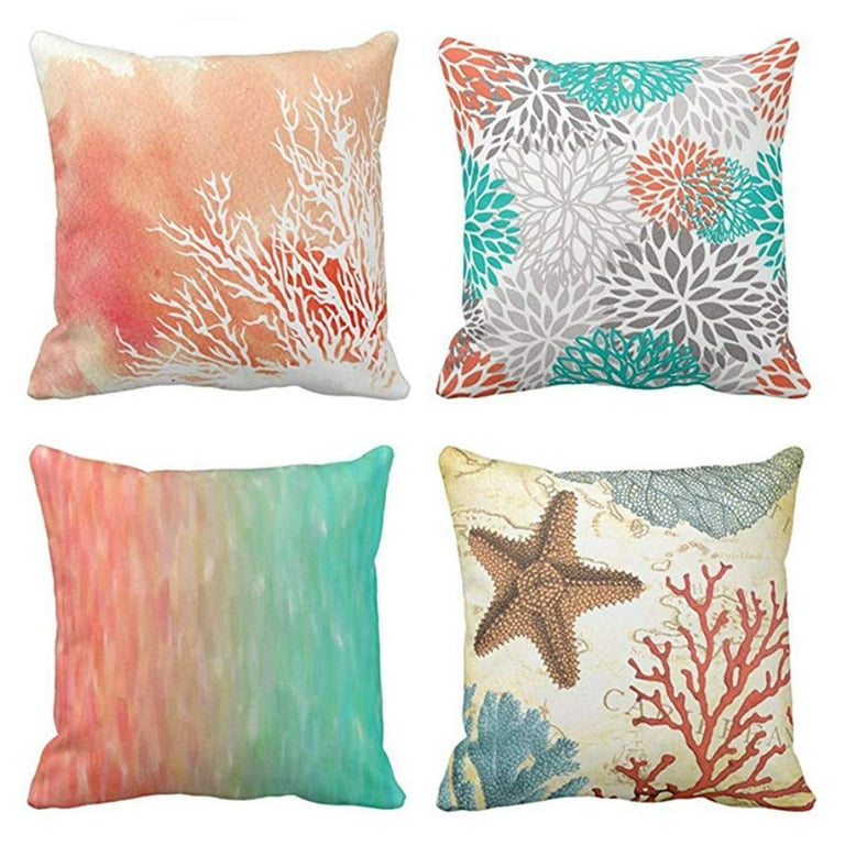 Coral Reef Throw Pillow Cover - Coastal Designs Throw Pillow Cover  Collection