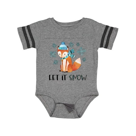 

Inktastic Let it Snow Cute Orange Fox in Hat and Scarf Boys or Girls Baby Bodysuit