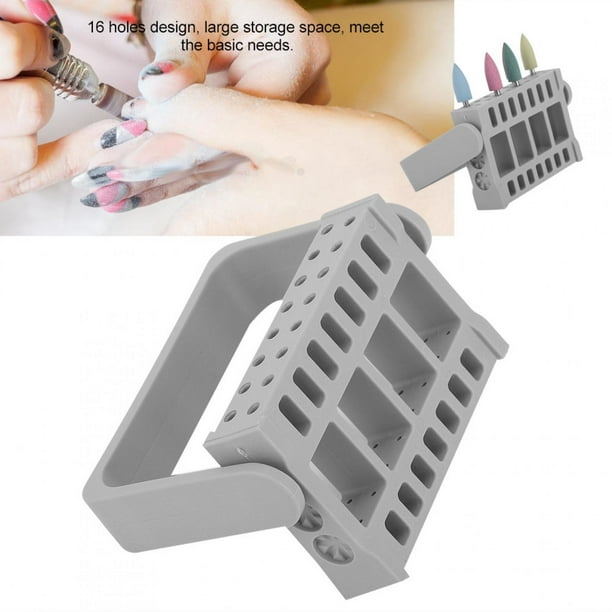 Soporte Para Brocas De Uñas Con 16 Agujeros, Organizador De Exhibición, Caja De Almacenamiento Portátil Para Cabeza De Esmalte De Uñas, Estante Para Manicura Y Arte De Uñas,