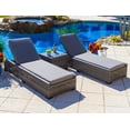 thumbnail image 5 of Sorrento 18-Piece Resin Wicker Outdoor Patio Furniture Combination Set in Gray w/ Sofa Set, Eight-seat Dining Set, and Chaise Lounge Set (Flat-Weave Gray Wicker, Polyester Light Gray), 5 of 9