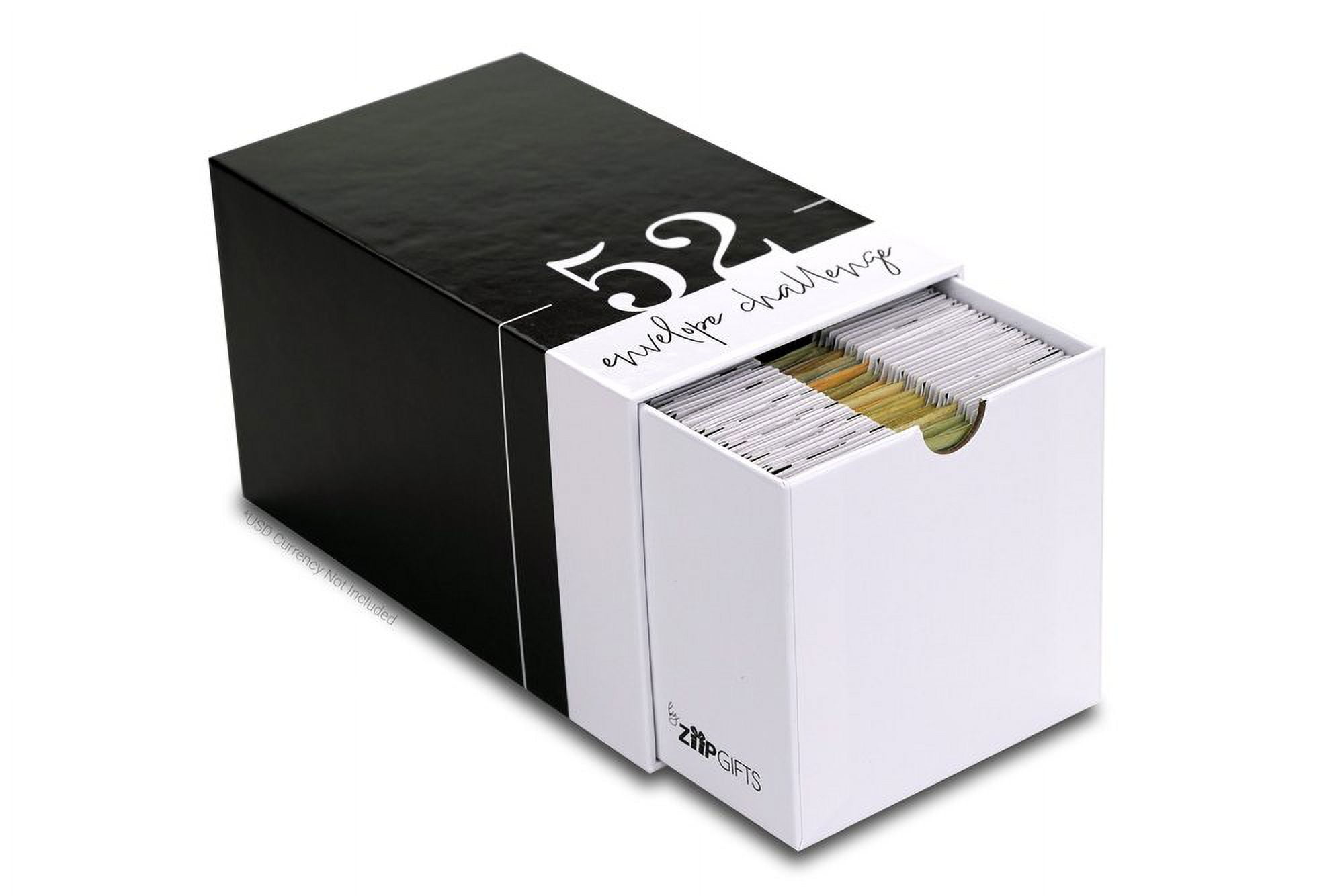 ZipGifts 52 Envelope $1,378 Money Saving Challenge Kit | 56 Premium Card Stock Cash Stuffing Envelopes w/Clear Plastic Windows, $ Stickers, 3 Goal/Mark-off Sheets, & Drawer Box (Dots & Lines)