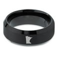 thumbnail image 2 of Tungsten Minnesota North Star State Band Ring 8mm Men Women Comfort Fit Black Beveled Edge Brushed Polished, 2 of 4