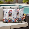 thumbnail image 5 of Independence Day Pillow Covers 2 Pack Cartoon Pug Dog Cute Puppy Colorful Poppy Wood Grain Pillowcase Waterproof Outdoor Throw Pillow Cover for Patio Garden Square Cushion 26”x26”, 5 of 9