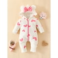 thumbnail image 4 of Newborn Baby Girl Winter Clothes Baby Snow Suit Infant Strawberry Jumpsuit Hooded Romper Snowsuit Warm Fleece Bunting, 4 of 9