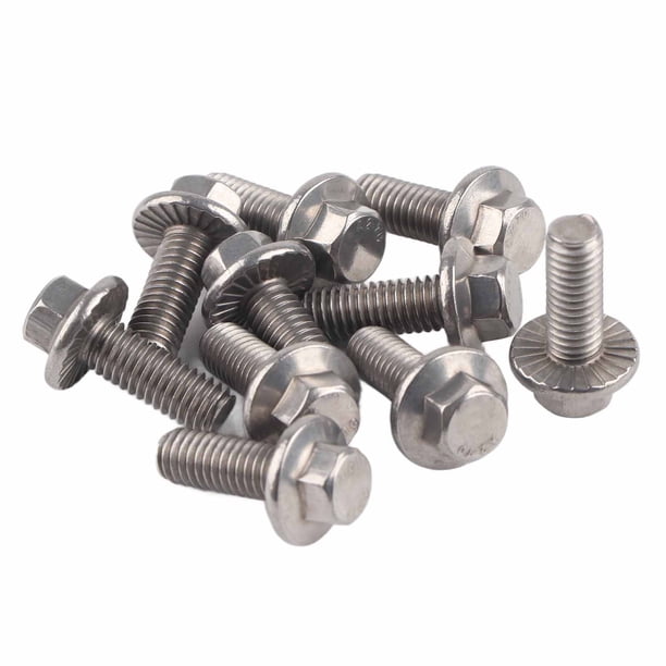 10 Pernos De Brida Hexagonales De Acero Inoxidable SS304 M6 Con Cabeza De Arandela Integrada, Ideales Para Proyectos Industriales Y De Construcción
