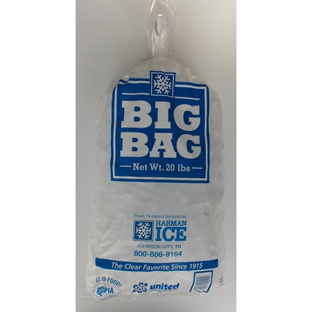 Harman Ice 20# bag of cubed ice - The Big Bag