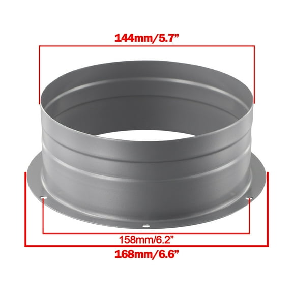 6 Inch Duct Connector Flange Metal Straight Pipe Exhaust Hose Flange