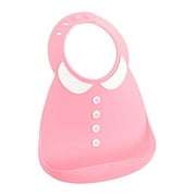 Baby Girl's Dressy Pink Shirt Silicone Bib, BPA Free, Waterproof, Easy Clean, Dishwasher Safe