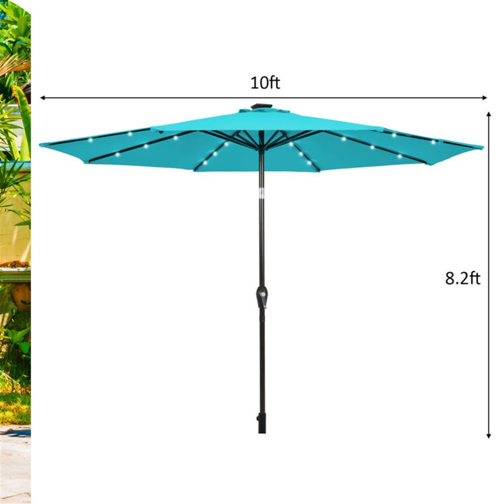 Resenkos Outdoor Garden Umbrella,Market Umbrella,10 Feet Outdoor Patio Umbrella with Bright Solar LED Lights-Turquoise