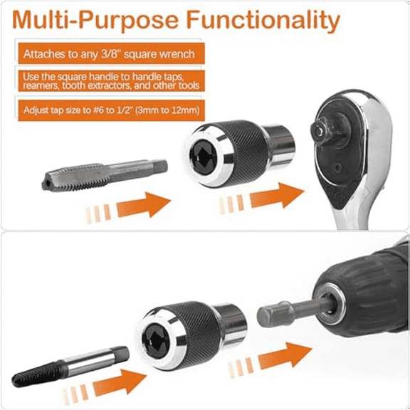 2PCS Tap Socket Set, Extraction Tool with Adjustable Jaws, Suitable for Taps, Reamers, Screw Extractors