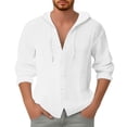 thumbnail image 1 of Men Spring Jacket Cardigan Shirt with Button Front Hooded Long Sleeve Jacquard Woven Solid Design for Comfortable Casual Wear, 1 of 3