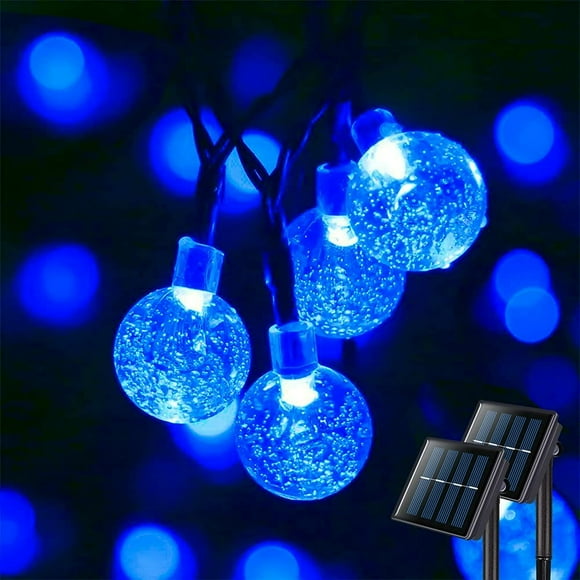 CHUANK 2 Pack Solar Outdoor String Lights Waterproof Each 30FT 60LED Crystal Globe Solar Twinkle Fairy Lights for Gazebo Yard Garden Tree Decorations  White