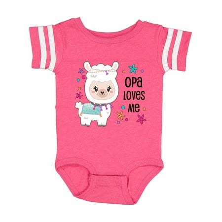 

Inktastic Opa Loves Me- cute and happy llama Gift Baby Boy or Baby Girl Bodysuit