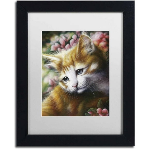 Trademark Fine Art 'Buttercup' Canvas Art by Jenny Newland, White Matte, Black Frame
